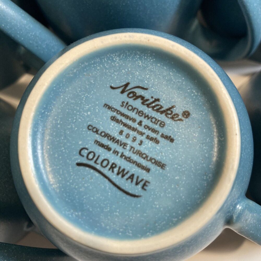 Noritake COLORWAVE Turquoise Mugs 8093 12oz Stoneware Lot Of 6 - Picture 5 of 8